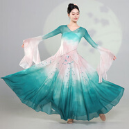 蒂默奇新款開(kāi)場(chǎng)舞蹈服古典舞服裝女紗衣身韻漸變超仙飄逸大擺裙中國(guó)舞民 紗衣海棠·裙套·裝-(吊帶) M 成人