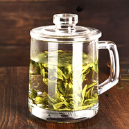 喜碧玻璃水杯耐熱玻璃杯子帶把家用泡茶杯帶蓋玻璃茶杯喝水杯子 380ml+玻璃蓋
