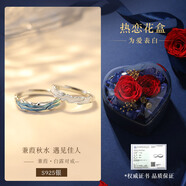 DR  GRAFFCARNY情人節(jié)禮物蒹葭S999足銀情侶款戒指女生小眾對(duì)戒男一對(duì)生日送女友 S925蒹葭白露情侶對(duì)戒+熱戀 開口可調(diào)節(jié)
