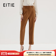 愛特愛（EITIE）冬季新款簡約通勤高腰錐形小腳休閑呢子休閑直筒褲7205907 深卡其84 XL 170