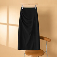 灰色半身裙女秋季2025新款高腰醋酸西裝裙氣質(zhì)中長(cháng)開(kāi)叉a字包臀裙 黑色 - 春秋面料 XL (29)