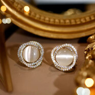 丹琴高級感貓眼石耳釘小眾氣質(zhì)甜美可愛(ài)蝴蝶耳環(huán)女耳飾生日禮物送女友 貓眼石耳釘一對