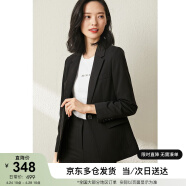 尚都比拉简约时尚套装长袖显瘦西装裤子ol职业装韩版两件套女 雅黑色 XL 