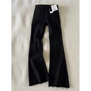 7家優(yōu)品 黑色彎刀微喇牛仔褲男士秋冬季款美式高街修身直筒加絨長(cháng)褲子男 DF-448黑色(毛邊) 60 (喜歡寬松的話(huà)可以拍大一碼)