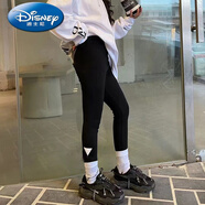迪士尼（Disney）兒童波拉韓童裝女童打底褲2025秋冬韓版彈力鉛筆褲中大童緊身褲子 黑色加絨款 100 cm