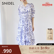 SNIDEL2025春夏新品優(yōu)雅花苞袖木耳邊蛋糕百褶連衣裙SWFO251122 深藍色 S (0)