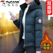 啄木鳥雙面穿棉衣女2025新款冬季寬松加厚棉服女士小棉襖外套 藍(lán)色 M (適合80-95斤)
