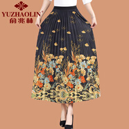 俞兆林（YUZHAOLIN）媽媽春秋新中式半身裙時(shí)尚國風(fēng)馬面裙中老年貴夫人夏裝新款百褶裙 5號(hào)色 均碼 (參考90-160斤左右)