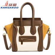 袋鼠（KANGAROO）經(jīng)典笑臉包2025新款真皮女包翅膀包荔枝紋蝙蝠包囧臉斜挎手提包女 焦糖好版