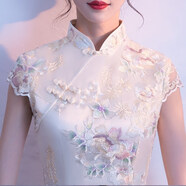旗袍性感緊身2024新款改良版少女旗袍短款修身日常蕾絲包臀連衣裙 團購可開(kāi)票 S