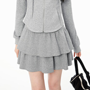 樂(lè )町商場(chǎng)同款針織蛋糕半裙20雙層短裙C2GEE3213 灰色 L