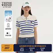 Teenie Weenie小熊女裝簡(jiǎn)約夏季短袖毛衣針織衫POLO領(lǐng)泡泡袖女裝 象牙白 M 165