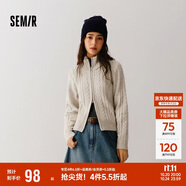 森馬（Semir）針織開衫女修身正肩溫柔系2024冬季高領(lǐng)絞花衣服顯瘦109724106003