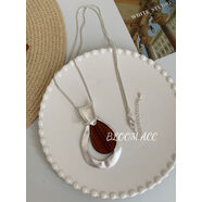 小眾ins風(fēng)波西米亞感木頭吊墜長(cháng)版項鏈百搭休閑簡(jiǎn)約毛衣煉鏈 銀色