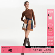 VEROMODA半裙秋冬優(yōu)雅氣質(zhì)通勤拼色A字短裙女美拉德3416006 E10焦糖棕色 160/64A/S