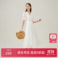 范思藍恩白色繡花刺繡連衣裙女夏季2024新款茶歇法式仙女裙12397 白色 S