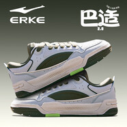鴻星爾克（ERKE）板鞋男鞋夏季新款防水厚底低幫撞色潮鞋休閑運動鞋子男款巴適2.0 淺灰綠/木棉綠 44