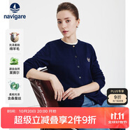 Navigare意大利小帆船女士親膚圓領(lǐng)針織開衫經(jīng)典毛衣外套2334092061藍L