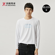 勁霸男裝（K-Boxing）棉輕盈舒適圓領(lǐng)簡約休閑時尚印花長袖T恤男FTXT1579 白色 M (170)