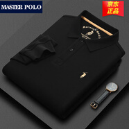 MASTER POLOt恤 保羅官方品牌奢侈春秋純棉長袖polo衫男純色翻領(lǐng)打底薄款上衣 【100%純棉】8912高端黑 L