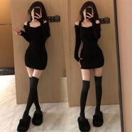 憶靜萱（YIJINGXUAN）春秋季辣妹緊身連衣裙女2025新款女小個(gè)子氣質(zhì)打底內(nèi)搭包臀短夜店 主圖款 M (85-105斤)