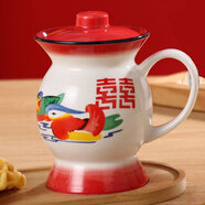 維諾亞搞怪痰盂杯子懷舊老式夜壺杯創(chuàng)意陶瓷家用馬克杯結(jié)婚生日伴手禮物 紅痰盂杯+蓋- 400ml 規(guī)格