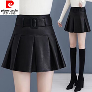 皮爾卡丹（pierre cardin）23年新款小皮短裙女新款顯瘦韓版高腰PU皮裙半身裙女秋冬百褶裙a 【黑色  8907%23】 M 【建議98-108斤】