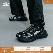 茵寶（Umbro）紀(jì)元鞋R909男鞋運動鞋情侶復(fù)古休閑鞋時尚厚底女鞋 黑色/銀色 43