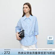 范思藍恩ECHO輕奢系列精致氣質(zhì)亮片襯衫女2025夏季新款七分袖襯衣 晴空藍條紋 S