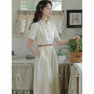 妍莉芬 連衣裙女夏季2024年新款夏裝女裝氣質(zhì)休閑中長(zhǎng)款襯衫裙子夏天 綠色 L