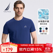 諾帝卡（NAUTICA）男裝夏季款涼感透氣親膚休閑短袖T恤男TO3202 暗藍色4OB 2XL