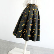 小香風(fēng)毛呢繡花蓬蓬裙2024秋冬新款遮肉高腰顯瘦加厚a字半身裙女 圖片色 S  建議80-95斤