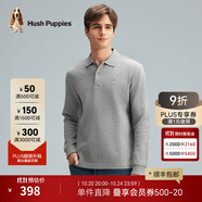 暇步士（Hush Puppies）男裝純色商務(wù)休閑長(zhǎng)袖POLO衫 038淺灰3 XL