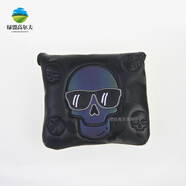 GOLF新高爾夫推桿套特色炫彩骷髏頭刺繡保護(hù)套PU防水golf球頭帽套4色 黑色小四方