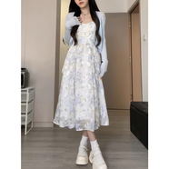 鏡莎碎花吊帶連衣裙2024春夏季新款女裝氣質(zhì)女神范減齡仙女韓系中長(zhǎng)裙 吊帶裙 均碼（可備注碼數(shù)）