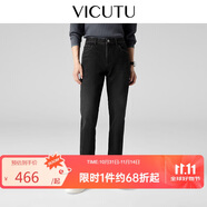 威可多（VICUTU）舒暖牛仔二代男士微彈商務(wù)通勤牛仔褲 黑色190/102B