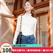 百圖betu女裝冬季新款毛衣高領(lǐng)百搭毛衫長(cháng)袖打底針織衫女2311T29 米白 L