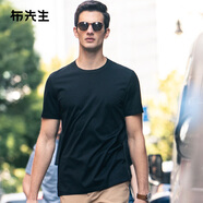 布先生 短袖t恤男春夏季新品簡約經(jīng)典百搭純色T全棉圓領(lǐng)新疆棉AT10171 黑色 XL (180)
