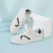 康奈（kangnai）小白鞋男春季簡(jiǎn)約百搭小白鞋軟底舒適潮流板鞋 白色/紅色 41