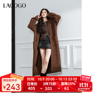 LAGOGO【抗起球】慵懶長(zhǎng)款針織外套女拉谷谷2024春秋款巴恩風(fēng)毛衣 棕色(U5) M
