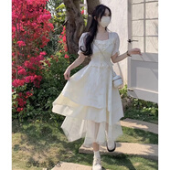 戀的法式連衣裙夏季2024新款仙女公主裙學生氣質(zhì)純欲溫柔風長裙子夏天 潮流韓版杏色 均碼（可備注碼數(shù)）