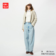 優(yōu)衣庫男女同款寬松廓形牛仔褲/彎刀鐮刀褲子加長(cháng)款25秋冬480739 62 粉藍色 30 /165/76A