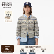 Teenie Weenie小熊女裝時(shí)尚簡(jiǎn)約風(fēng)針織開(kāi)衫秋季復古費爾島提花毛衣 灰色 M (165)