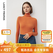 朗姿【王楚然同款】純羊毛高領(lǐng)針織衫秋冬內(nèi)搭打底上衣曠野美拉德 胡蘿卜橙色 M