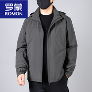 羅蒙（ROMON）秋冬季輕薄棉衣男保暖夾棉外套胖子大碼棉服加肥加大寬松二棉夾克 棕綠 5XL 建議180-190斤選