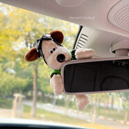 花雨夜可愛(ài)修狗后視鏡擺件趴趴公仔汽車(chē)裝飾中控屏幕車(chē)載玩偶車(chē)內飾品女 綠毛衣飛行鏡狗-后照鏡擺件