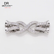 胖東來(lái)同款純銀扣頭925鍍銀鑲鉆珍珠水晶手串扣子項鏈孔雙排孔八 八字扣大號白金色