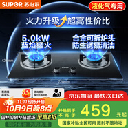 蘇泊爾（SUPOR）燃氣灶煤氣灶具雙灶[家電國家補貼至高20%]5.0KW大火力一級能效臺式嵌入式黑晶玻璃液化氣DB19S