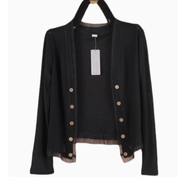 啄木鳥(niǎo)2025春夏季薄針織外套開(kāi)衫短款外披長(cháng)袖防曬衫空調衫外搭披肩時(shí)尚 黑色 3XL 建議120-135斤