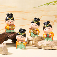如果（Roogo）古風(fēng)國潮治愈系小擺件創(chuàng)意裝飾品辦公桌面可愛仕女送女生生日禮物 敦煌飛天4個(gè)一套送禮袋